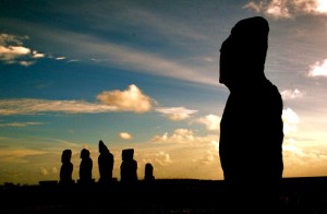 Easter Island Moai at sunset
