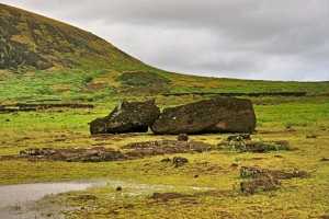 Moai knocked down