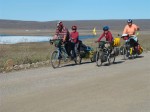 Family on Bikes Getting Started in Alaska on the Dalton Highway. Copyright FamilyOnBikes.org