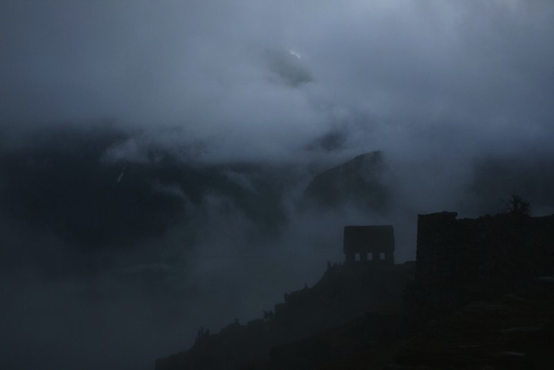 ¨The Hut¨ Covered in Mist at Sunrise at Machu Picchu. Copyright CareerBreakSecrets.com