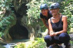 GlobetrotterGirls, Jess & Dani, before entering the Actun Tunichil Muknal cave in Belize. Copyright GlobetrotterGirls.com