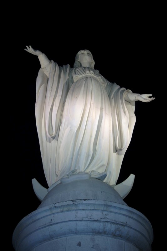 Virgin Mary on San Cristobal in Santiago, Chile at Night. Copyright CareerBreakSecrets.com