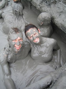 In a mud volcano outside of Cartagena, Colombia. Copyright Emma and Fabien Tronche